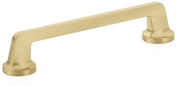 Northport Pull, Round Bases, Signature Satin Brass, 6'' cc 202-SSB