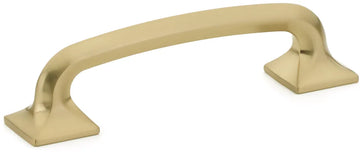 Northport Pull, Square Bases, Signature Satin Brass, 4'' cc 206-SSB