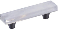 Fused Glass, Rectangular Pull 4-1/2'' x 1'' Overall, 3'' cc, Translucent White, Conical Stem