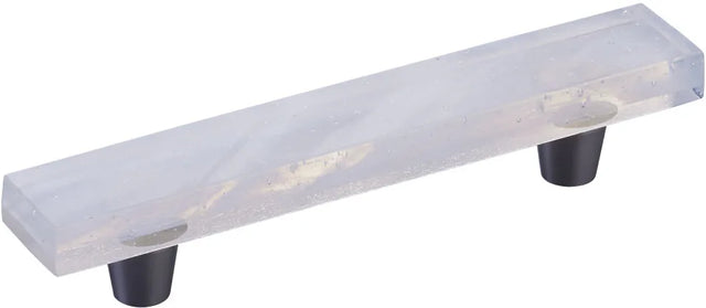 Fused Glass, Rectangular Pull 6'' x 1'' Overall, 4'' cc, Translucent White, Conical Stem