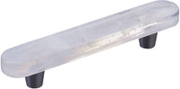 Fused Glass, Oval Pull 6'' x 1'' Overall, 4'' cc, Translucent White, Conical Stem