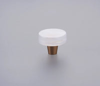Fused Glass, Small Round Knob 1-1/2'' Dia, Translucent White, Conical Stem, Gold 211064-TW-GLD