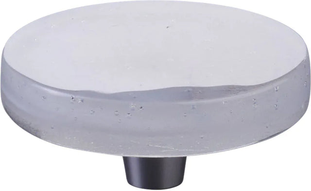 Fused Glass, Large Round Knob 2-1/2'' Dia, Translucent White, Conical Stem