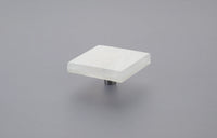 Fused Glass, Large Square Knob 2-1/2'' Dia, Translucent White, Conical Stem, Brushed Stainless Steel 211067-TW-BSS