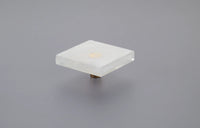 Fused Glass, Large Square Knob 2-1/2'' Dia, Translucent White, Conical Stem, Gold 211067-TW-GLD