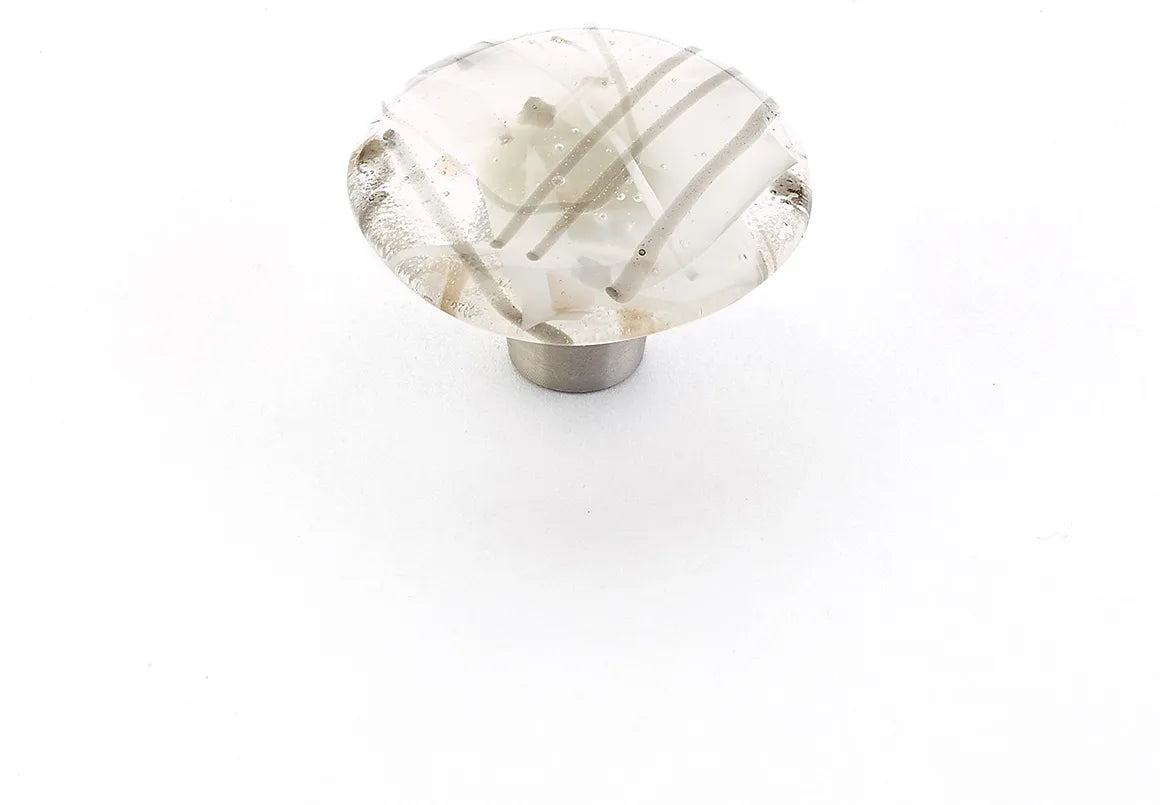 Ice Knob, Round, White/Grey Confetti, 1-1/2'' dia 31-CWG