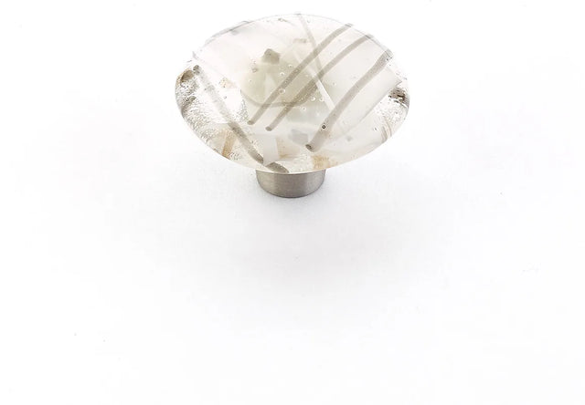 Ice Knob, Round, White/Grey Confetti, 1-1/2'' dia 31-CWG