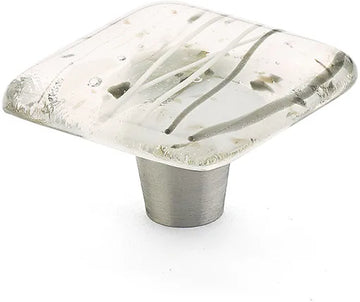 Ice Knob, Square, White/Grey Confetti, 1-1/2'' 34-CWG