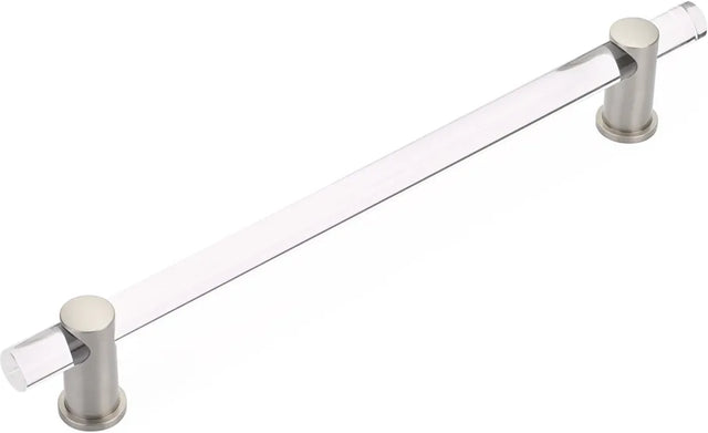 Lumiere Appliance Pull, NON-Adjustable Clear Acrylic, Satin Nickel, 12'' cc 402-15