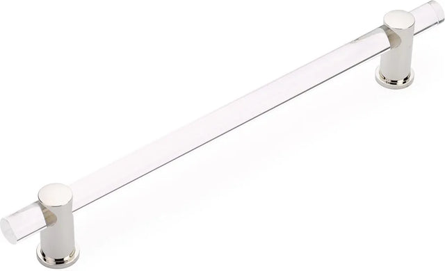 Lumiere Appliance Pull, NON-Adjustable Clear Acrylic, Polished Nickel, 12'' cc 402-PN