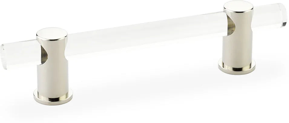 Lumiere Pull, Adjustable Clear Acrylic, Polished Nickel, 4'' cc 404-PN
