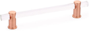 Lumiere Pull, Adjustable Clear Acrylic, Brushed Rose Gold, 6'' cc 406-BRG