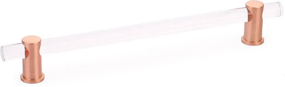Lumiere Pull, Adjustable Clear Acrylic, Brushed Rose Gold, 8'' cc 408-BRG