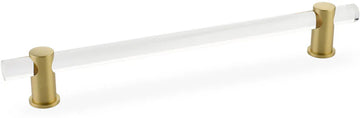 Lumiere Pull, Adjustable Clear Acrylic, Satin Brass, 8'' cc 408-SB