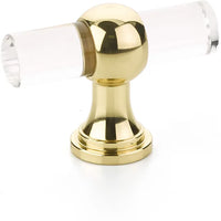 Lumiere Transitional T-Knob, Adjustable Clear Acrylic, Polished Brass, 2'' 411-03