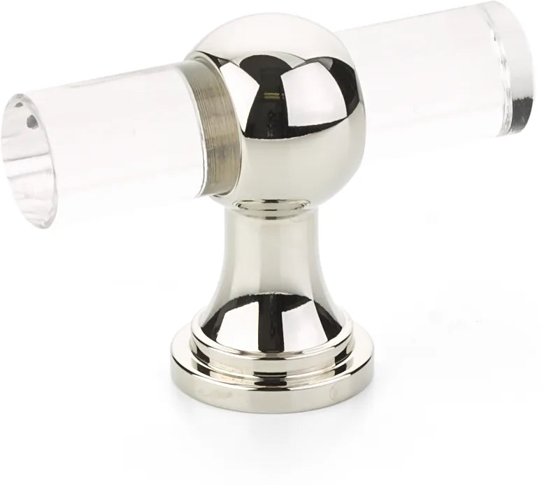 Lumiere Transitional T-Knob, Adjustable Clear Acrylic, Polished Nickel, 2'' 411-PN