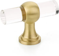 Lumiere Transitional T-Knob, Adjustable Clear Acrylic, Satin Brass, 2'' 411-SB