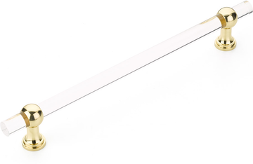 Lumiere Transitional Appliance Pull, NON-Adjustable Clear Acrylic, Polished Brass, 12'' cc 412-03