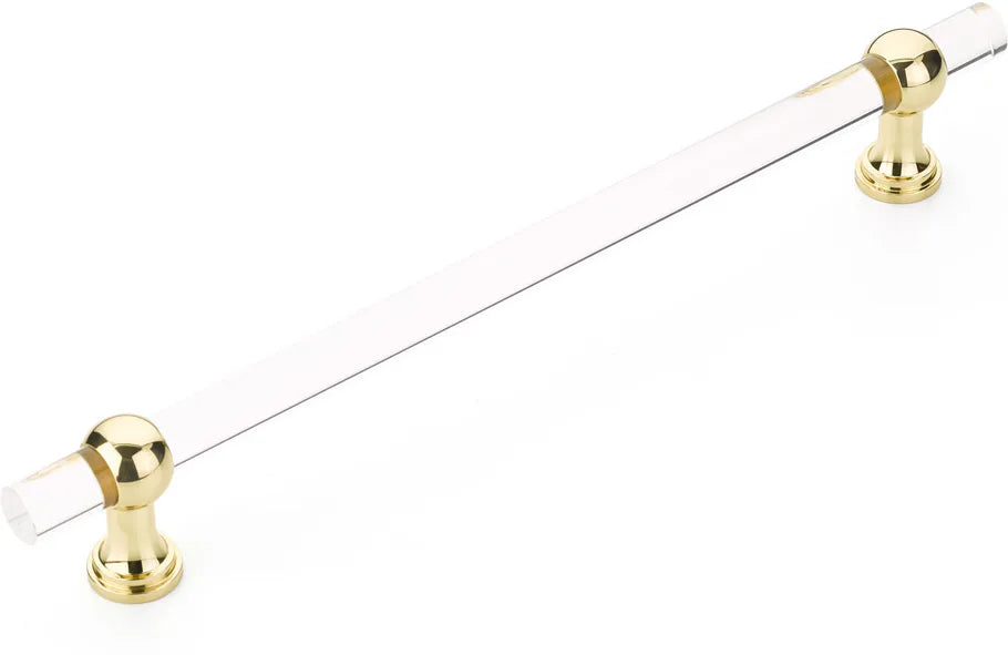 Lumiere Transitional Appliance Pull, NON-Adjustable Clear Acrylic, Polished Brass, 12'' cc 412-03
