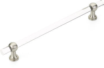 Lumiere Transitional Appliance Pull, NON-Adjustable Clear Acrylic, Satin Nickel, 12'' cc 412-15