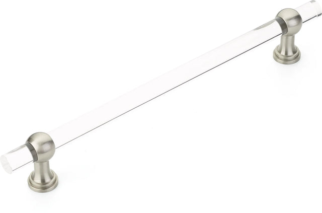 Lumiere Transitional Appliance Pull, NON-Adjustable Clear Acrylic, Satin Nickel, 12'' cc 412-15