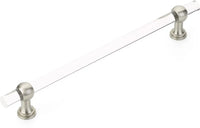 Lumiere Transitional Appliance Pull, NON-Adjustable Clear Acrylic, Satin Nickel, 12'' cc 412-15