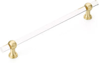 Lumiere Transitional Appliance Pull, NON-Adjustable Clear Acrylic, Satin Brass, 12'' cc 412-SB