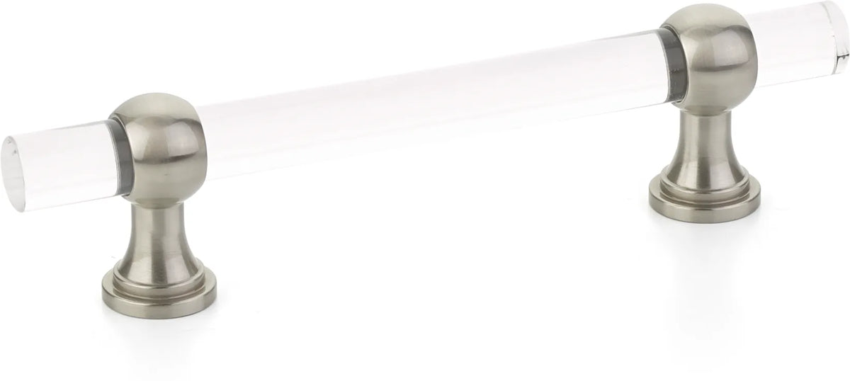 Lumiere Transitional Pull, Adjustable Clear Acrylic, Satin Nickel, 4'' cc 414-15