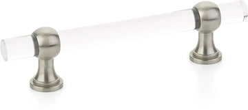 Lumiere Transitional Pull, Adjustable Clear Acrylic, Satin Nickel, 4'' cc 414-15