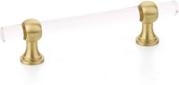 Lumiere Transitional Pull, Adjustable Clear Acrylic, Satin Brass, 4'' cc 414-SB