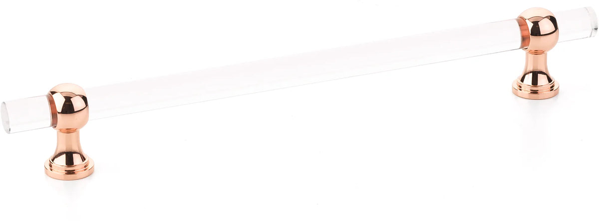 Lumiere Transitional Pull, Adjustable Clear Acrylic, Polished Rose Gold, 8'' cc 418-PRG