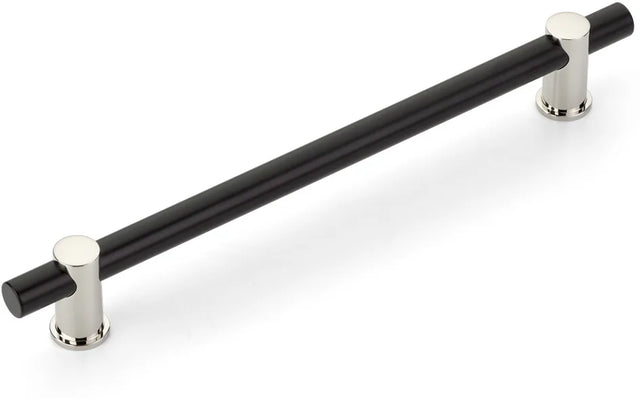 Foncé Bar Pull, NON-Adjustable, Matte Black bar/Polished Nickel stems, 8'' cc  428-MB/PN