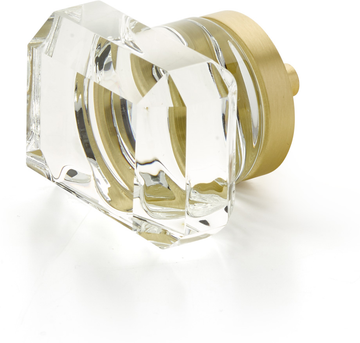 City Lights Rectangular Glass Knob, Satin Brass, 1-3/4''  52-SB