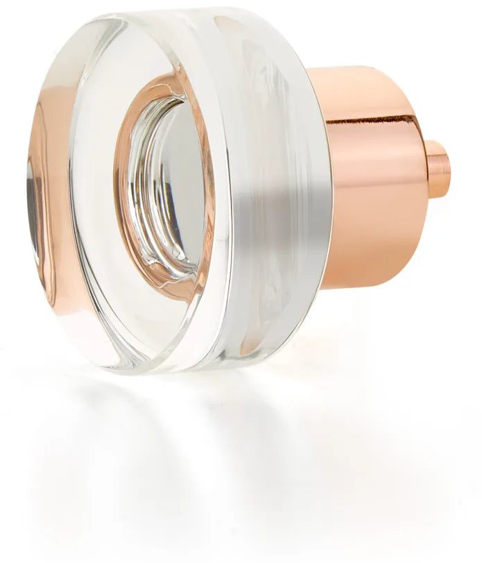 City Lights Round Disc Glass Knob, Polished Rose Gold, 1-3/8'' dia 56-PRG