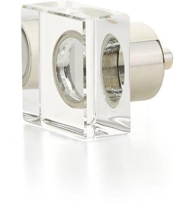 City Lights Square Glass Knob, Polished Nickel, 1-1/4'' 57-PN