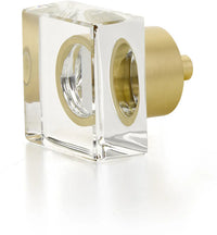 City Lights Square Glass Knob, Satin Brass, 1-1/4'' 57-SB