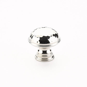 Atherton Hammered Knob, Plain Edge, Polished Nickel, 1-1/4'' dia 570-PN