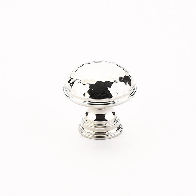 Atherton Hammered Knob, Plain Edge, Polished Nickel, 1-1/4'' dia 570-PN