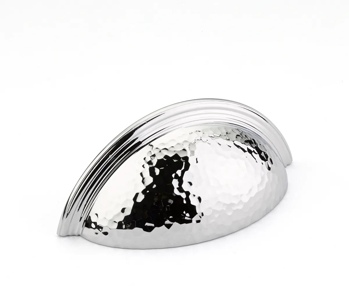 Atherton Cup Pull, Hammered, Plain Edge, Polished Chrome, 3'' cc 573-26