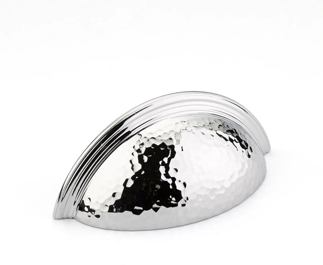 Atherton Cup Pull, Hammered, Plain Edge, Polished Chrome, 3'' cc 573-26