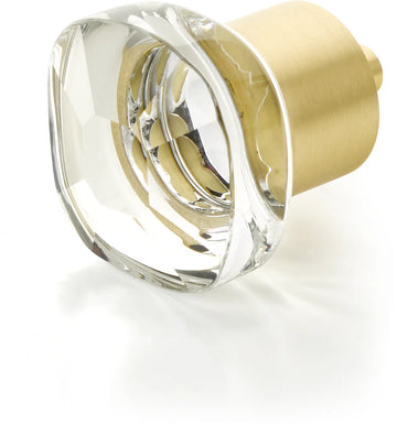 City Lights Soft Square Glass Knob, Satin Brass, 1-1/4''  61-SB