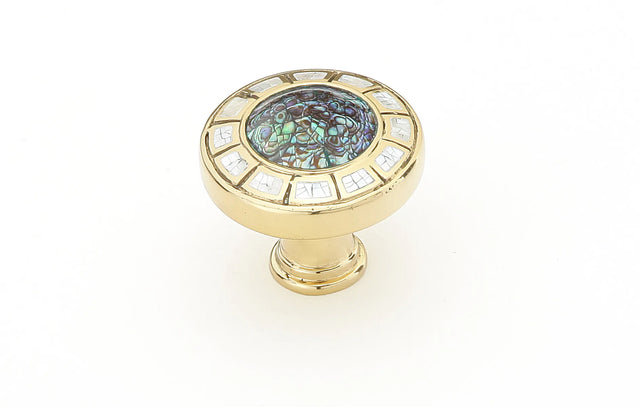 Fair Isle Knob, Round, Imperial Shell, Mother of Pearl, 1-1/2'' dia