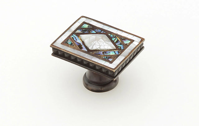 Avalon Bay Knob, Rectangle, Imperial Shell, Aged Dover, 1-7/8'' x 1-1/4''