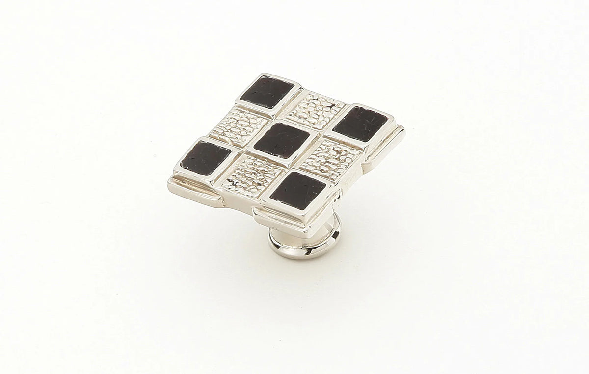 Avalon Bay Square Knob, Polished Nickel, 1-1/4''