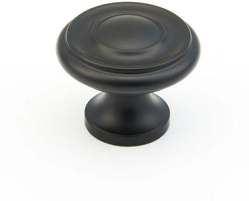 Traditional Round Knob, Flat Black, 1-1/4'' dia 703-FB