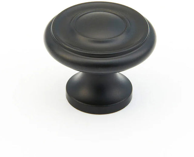 Traditional Round Knob, Flat Black, 1-1/4'' dia 703-FB
