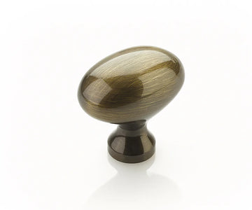 Traditional Knob, Oval, Antique Brass, 1-3/8'' dia 719-AB