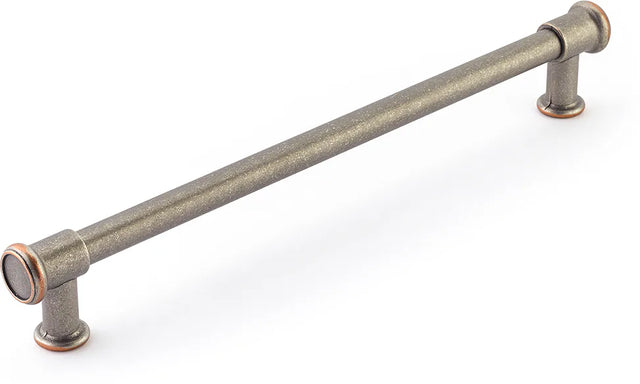 Steamworks Appliance Pull, Distressed Pewter/Copper, 12'' cc 79-12-DP/C