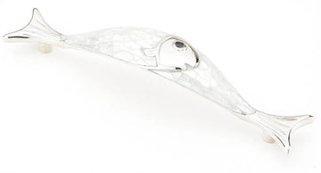 Mother of Pearl Pull, Fish, Polished Nickel, 4-1/2'' cc 850-MOP/PN