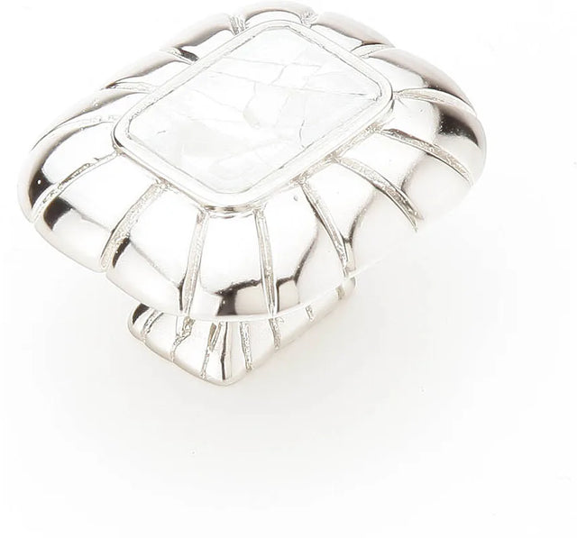 Mother of Pearl Knob, Rectangle, Polished Nickel, 1-1/2'' x 1-1/4'' 851-MOP/PN